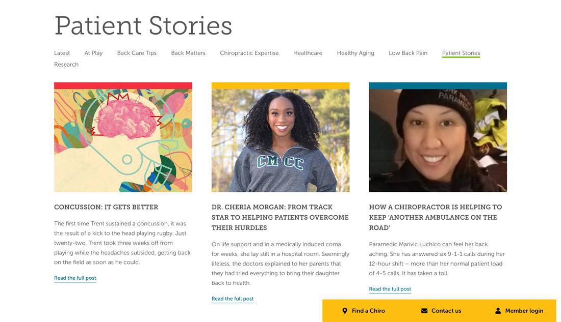 Screenshot of the Blog homepage