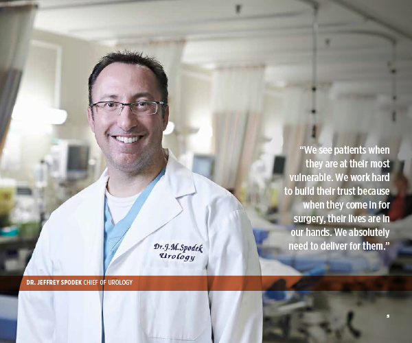 Smiling Chief of Urology doctor with a quote
