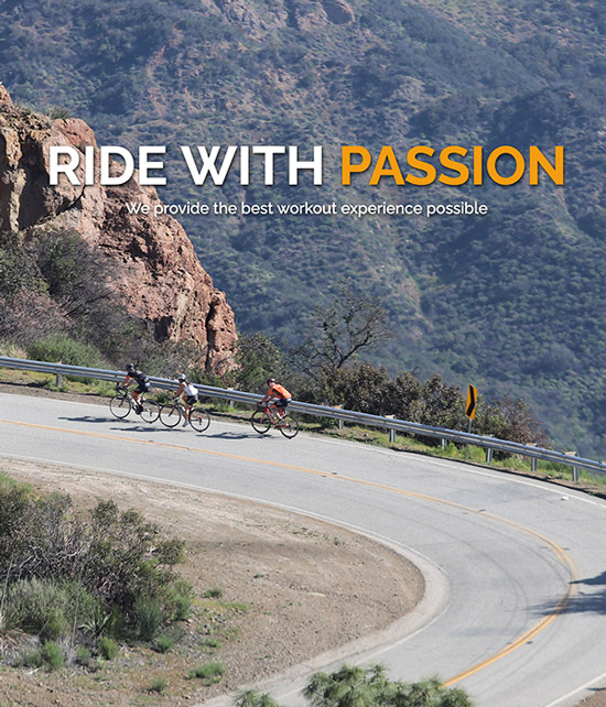 Close up of website featuring cyclists riding on road in California