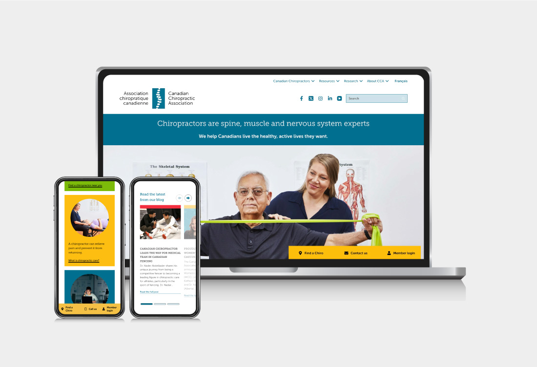 CCA homepage mockup on desktop and mobile